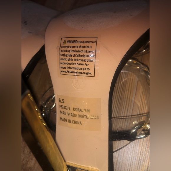 FASHION NOVA Los Ángeles Date Night Heels Size 6.5 Women’s Gold Chain. - Picture 6 of 10